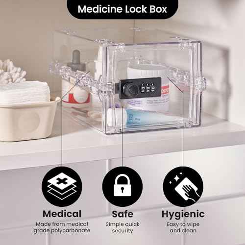 Lockabox Mini¢â | Small Lock Box with Combination Lock (Half Letter Sized) | Mini Lockable Box for Small Medicines, Snacks & Mobile Phones | External Size 8.8 x 6.1 x 4.7 Inches (Crystal)