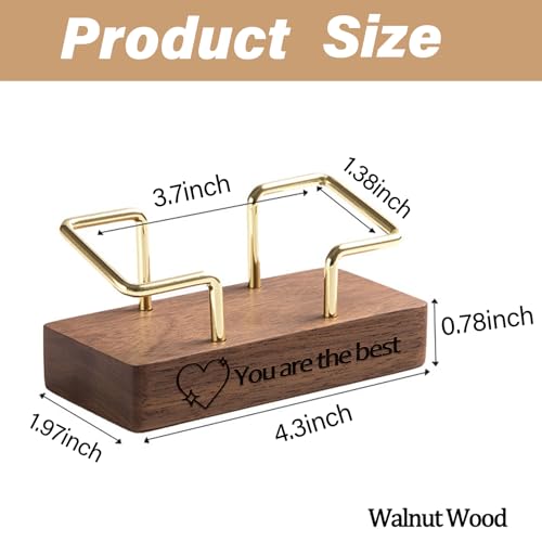 HJX Custom Square Walnut Business Card Holder with Engraving Desk Stand