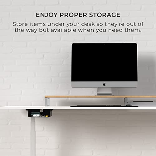 HumanCentric Under Desk Storage Shelf, Drawer Organizer for Office, Workstations, Tables, Sit Stand Desks, Gaming Setups, Mountable Storage Tray, Cable Management, Screw or Stick On, 2 Pack