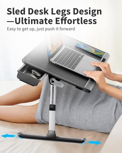 SAIJI Adjustable Laptop Bed Tray Table Dark Black - Foldable, Multi-Use Lap Desk for Couch and Bed