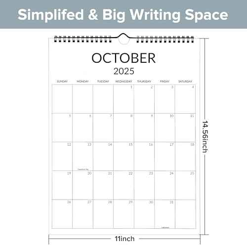 Wall Calendar 2025-2026, Large Wall Calendar from January to December 2026 with Wire Hanging, 14.5¡¯¡¯x11¡¯¡¯ Thick Paper Big Calendar for Office Work Home, Simple Monthly Aesthetic Design Calander
