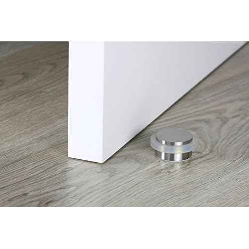 EVI | Adhesive Doorstop | 1.37'' X 0.8'' | Natural Silicone White Rubber | Stainless Steel | Matte Finish | Great Adherence | 100% Functional | Mod. I-203