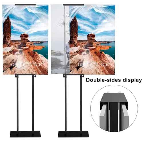Poster Stand for Display, Pedestal Sign Stand, Double Banner Stand with Non-Slip Base, Heavy Duty Adjustable Poster Board Stand Height Up to 75Inches, Sign Holder for Board & Foam Sign