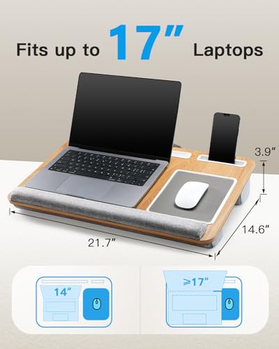 HUANUO Light Brown Woodgrain Laptop Lap Desk Fits up to 17-inch Computers