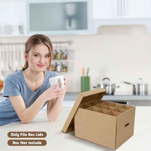 20 Pack File Box Lids, Fits for 15" x 12" x 10" Cardboard Letter or Legal File Moving Boxes Covers for Packing Moving and Storage Supplies, Box Not Include(Brown)
