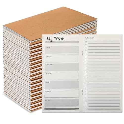 Qilery 50 Pcs 2025-2026 Daily Weekly Planner Bulk Christmas Employee Appreciation Gifts Small Pocket Journal to Do List Goals Notepad for Rad Tech Nurse Team Coworkers Teacher (Kraft Paper Color)