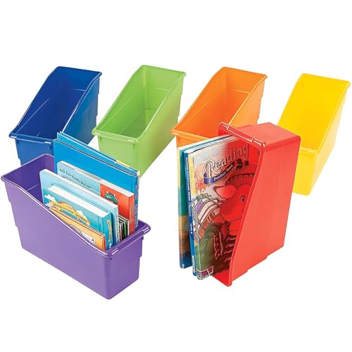 Multi-Color Magazine Holder Bins - 6 Pack Classroom & Office Organization