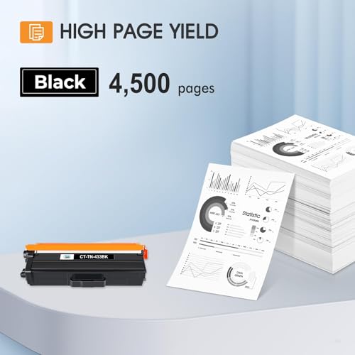 Cool Toner TN433BK TN433 Black Compatible Toner Cartridge Replacement for Brother TN433BK TN433 TN431BK TN-433 for Brother MFC-L8900Cdw HL-L8360Cdw HL-L8260Cdw HL-L8360Cdwt 8900Cdw Printer Ink 2 Pack