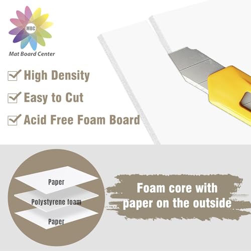 11x14 White Acid-Free Foam Boards Pack of 10 - 1/8" Thick for Displays & Mounting