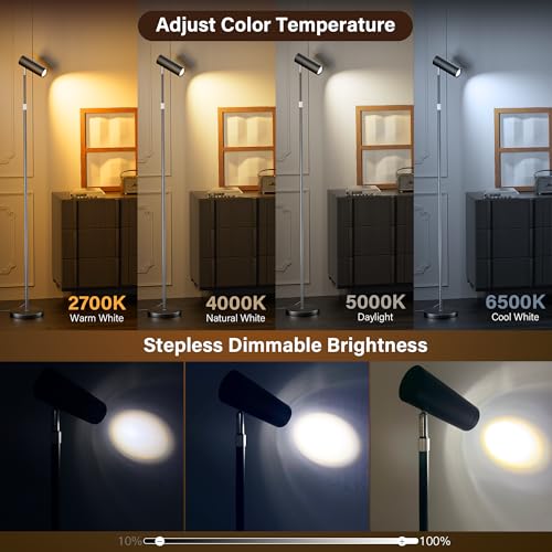Adjustable Floor Lamp, SIBRILLE Modern Stepless Dimmable Torchiere Tall Lamp with Remote Control, 350¡ÆRotating Head Standing Lamp, Reading Floor Lamp for Living Room, Bedroom, Office & Wall Art, Black