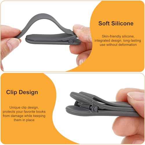 3Pcs Automatic Bookmark, Silicone Smart Book Marks for Reading Women, Men, Kids,Cute Unique Book Markers Bookmark Clip Reading Accessories Gifts for Book Lovers (1 Dark Grey+1 Light Grey+1 Beige)