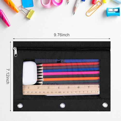 YoeeJob 36 Pack Zipper Pencil Pouch for 3 Ring Binder with Clear Window for School and Office Supplies (Colourful)