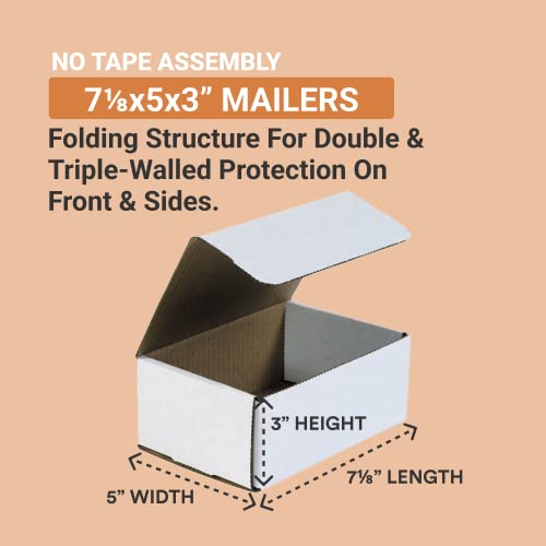 AVIDITI Shipping Boxes Small 7.125"L x 5"W x 3"H , 50-Pack | Corrugated Cardboard Box for Packing, Moving and Storage 7 1/8x5x3