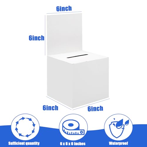 White 12 Pack Raffle Ticket & Donation Box Set 6x6 Inches – Cardboard Suggestion Boxes for Fundraising & Voting