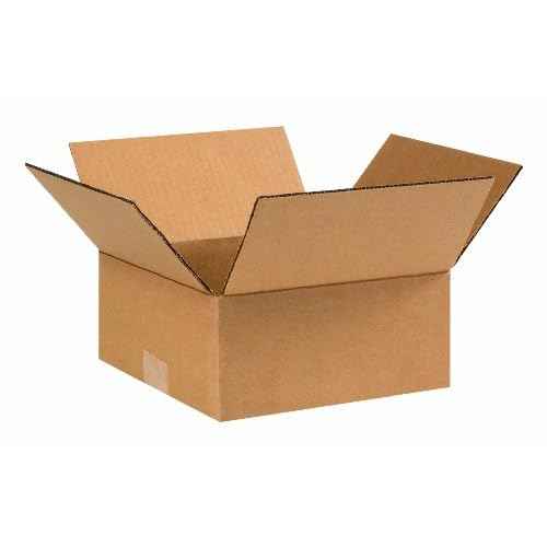 Aviditi 994 Flat Corrugated Cardboard Box 9" L x 9" W x 4" H, Kraft, for Shipping, Packing and Moving (Pack of 25)