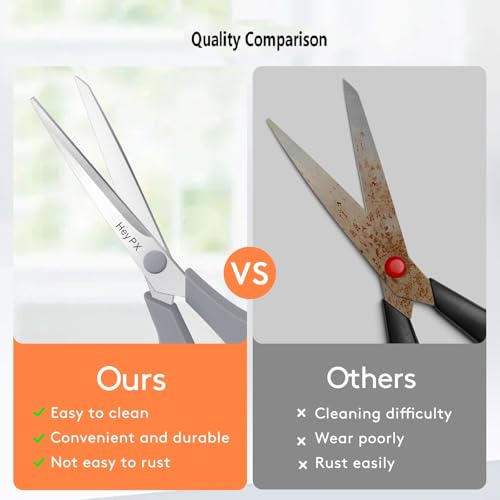 HeyPX 3 Pack 8.5" Stainless Steel Multipurpose Office & Craft Scissors - Magenta/Red/Orange