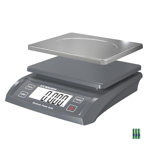 Gray Postal & Kitchen Scale 30kg/1g with Stainless Steel Plate, Battery & Auto Functions