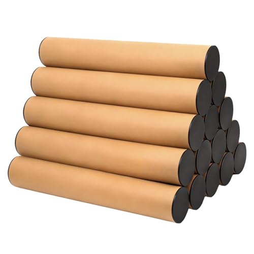 15PCS 2x12 Inch Kraft Shipping Tubes with Caps - Poster & Document Storage