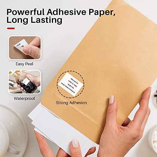 1380 pcs Phomemo Label Set, Adhesive Stickers Paper, Premium Multipurpose Thermal Printer Label 230 Pcs/Roll, 6 Rolls,Compatible with M110/M220/M108/ M250/ M260/M120/M200/M221/M150, Black on White