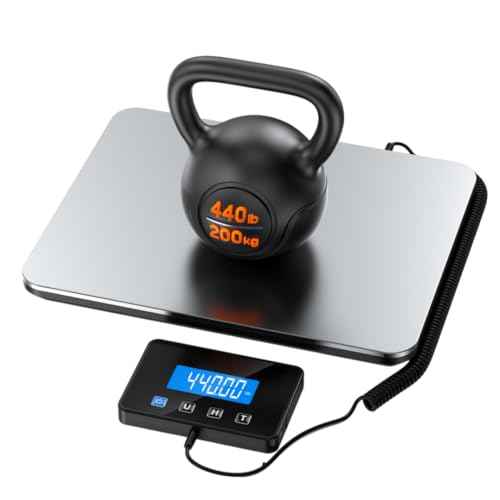 Shipping Scale, 440 LB Heavy Duty Postal Scale for Packages, Large Mailing Scale for Postage, Industrial, Small Business, Laundry, Warehouse, Stainless Steel Over Load Protection & Dual Powe