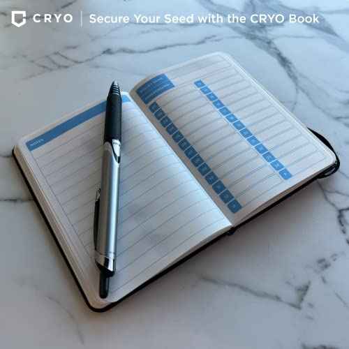 CRYO Crypto Seed Phrase Storage Notebook - Waterproof Bitcoin Recovery Phrase Crypto Password Keeper - 12 to 24 Word Cold Wallet Backup - Mnemonic Passphrase - Pocket Size 2-Pack