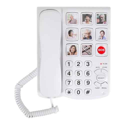 Telephones for Seniors, Dementia Phone for Seniors - 9 Picture Memory Corded Landline Telephone for Elderly - One-Touch Dial, 110dB+ Amplified Ringer -Home Phones for The Visually Impaired, Alzheimer