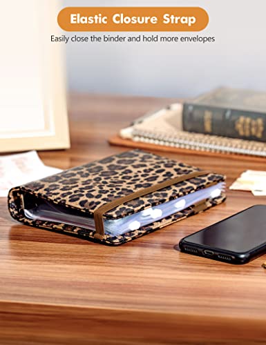Zreal Brown Leopard A6 Budget Binder with 8 Cash Envelopes & Rose Gold Stickers