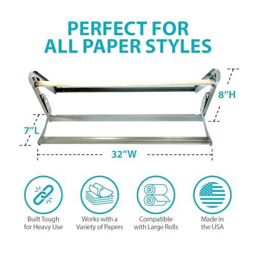 24" Wide Roll Paper Dispenser with Cutter for Desktop ? Roll Dispenser with Straight Edge Cutter ? Fits Craft, Freezer, Wrapping, Butcher Paper Roll or Cling Film ? Heavy-Duty, Grey