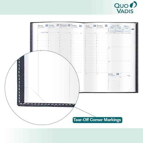 Quo Vadis 2026 Trinote - Weekly Planner - 13 Months, Dec. to Dec. - 7 x 9 3/8" - Smooth Faux Suede Texas Red Cover - Productivity Appointment Planner