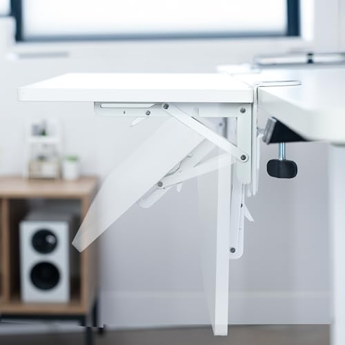 VIVO Clamp-on 24 x 12 inch Foldable Desk Extender, Wrist Support Arm Rest, Office Keyboard Tray, Side Table Extension Attachment, White, DESK-EXT24W