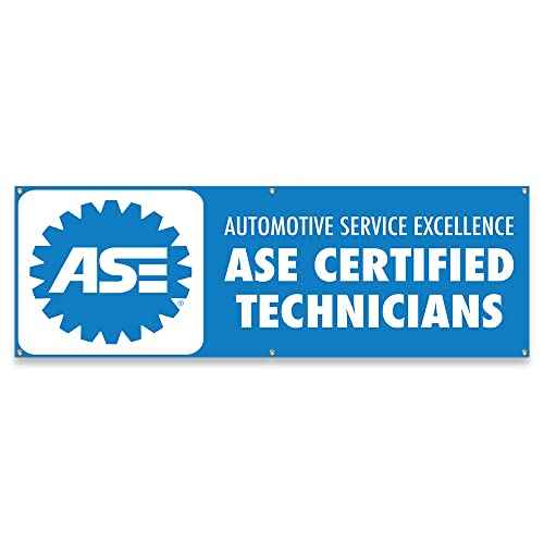 ASE Certified Technicians | 24" X 72" Banner | Heavy Duty 13oz. Outdoor Vinyl Single Sided with Grommets | Made in The USA
