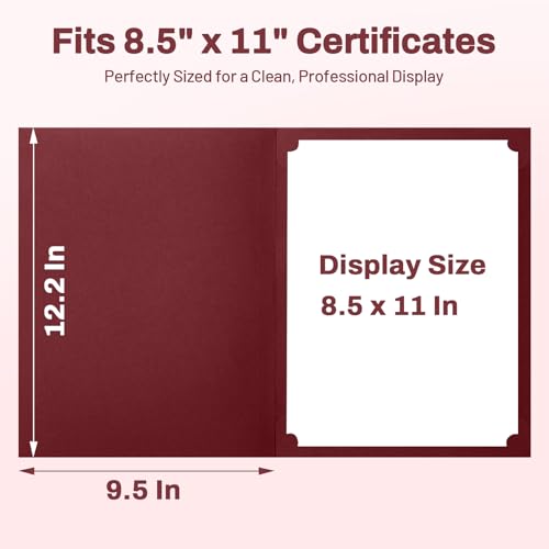 SUNEE 30 Packs Burgundy Certificate Holders with Gold Foil Border, 8.5x11 Letter Size