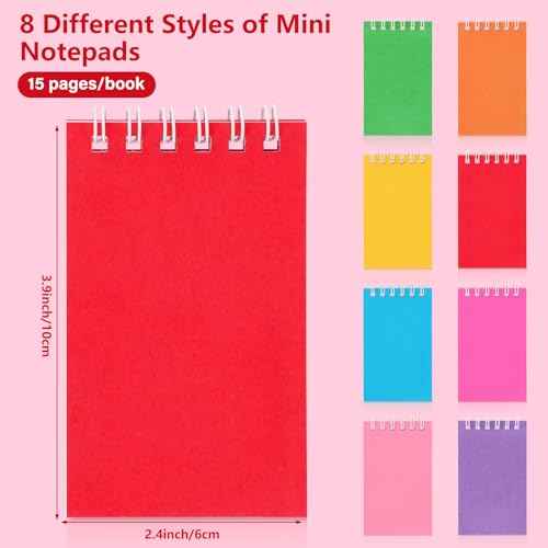 Hooqict 24 Pack Small Pocket Notebook Mini Notebooks Bulk Small Spiral Notepads with 8 Colors, Memo Note Pads for Kids, Work, Office, School, 3.9 x 2.4 Inches