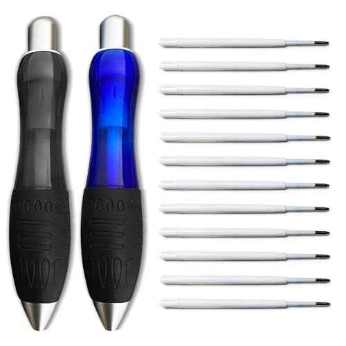 14pcs Big Fat Pens Aids Writing - 2 Pens + 6 Black Refills + 6 Blue Refills for Tremor, Arthritis, Parkinson, Handicap, Carpal Tunnel
