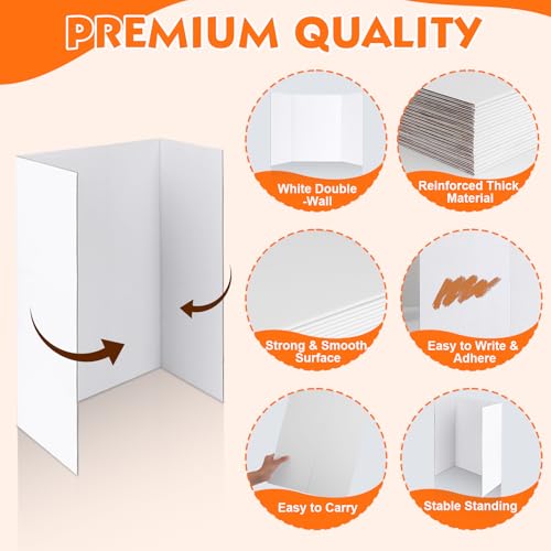 TUXITA 4 Pack Trifold Poster Boards 36x48 Inches White Presentation Display