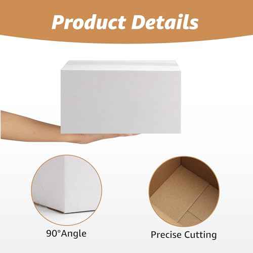 EXYGLO 40 Pack 11x6x6 Shipping Boxes for Small Business, White Corrugated Cardboard Box for Packaging, Moving, Mailing, and Storing