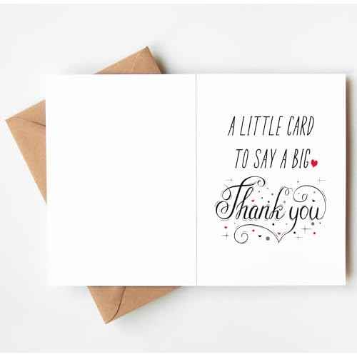 Thank you Card with Envelope, Simple Cute Single Thank You, Grateful Gift- Folded 5"x7" Card for Him, Her, Teacher, Boss, Doctor, Mom, Dad, Coworker, Bridesmaids, Groomsmen by PICCAFI
