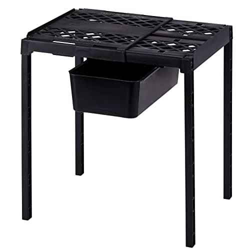 LockerMate Adjust-A-Shelf Locker Shelf & Organizer, Extends to Fit Your Locker, Includes Storage Drawer, Black