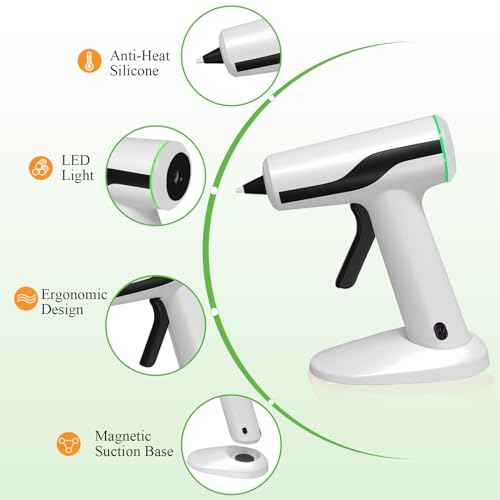 MONVICT Cordless Hot Melt Glue Gun, Smart Power-Off with 2.2 Ah Built-in Battery USB-C Rechargeable Mini Glue Gun Kit, 40 Pcs Glue Sticks, 10 Pcs Craft sticks, Carrying Case for DIY Craft Gift, White