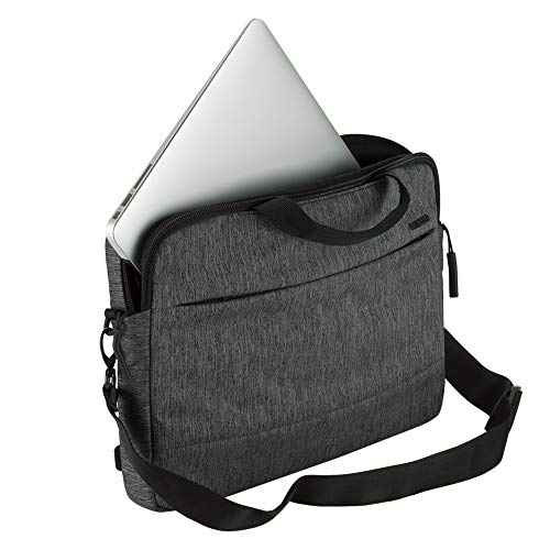 Incase City Brief Messenger Bag for 16 inch Laptops and Tablets - Plush Fleece Lined Laptop Compartment, Quick Access Pocket for Accessories, Adjustable Shoulder Strap - Heather Black/Gunmetal Grey
