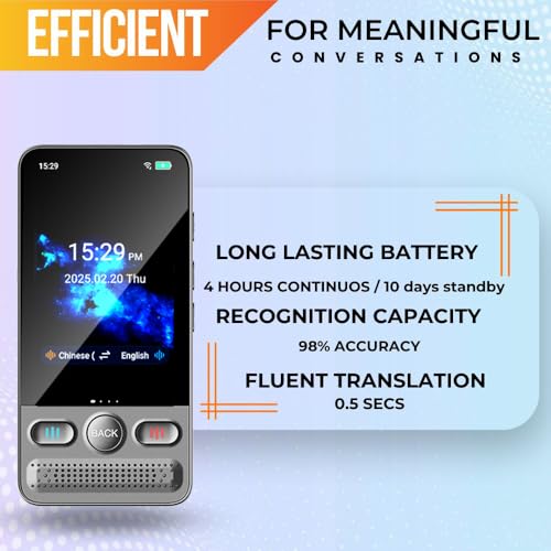 Herpla Portable Language Translator Device - 160 Languages Real-Time Voice & Text Translator