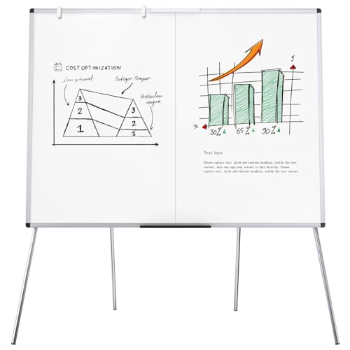 VIZ-PRO Magnetic Whiteboard Easel Foldable 48x36 Inches, Adjustable Stand