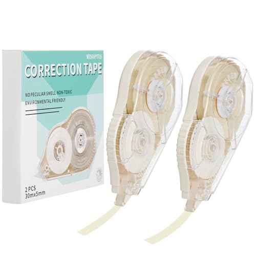 100 Feet Long Beige Correction Tape, Smooth Glide, No Residue, Quick Dry, Perfect for School, Office Supplies, Crafting, Note Taking, Journaling (2 Pack)