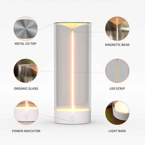 AUGE LIGHT Minimalist Desk Lamp Cordless Table Lamps LED Rechargeable Modern Nightstand Lights Dimmable with 3 Levels for Gaming, Home Office, Bedroom, Living Room, Kitchen, Bar, Restaurant