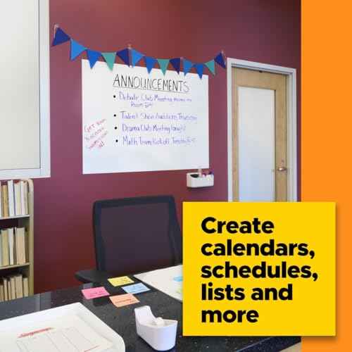 Post-it Dry Erase Whiteboard Film Surface for Walls, Doors, Tables, Chalkboards, Whiteboards, and More, Removable, Stain-Proof, Easy Installation, 3 ft x 2 ft Roll, White, 3 x 2 Feet (DEF3x2)