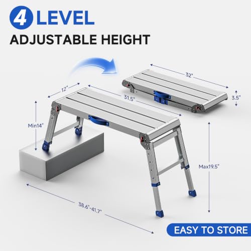 Loyoda Large Folding Work Platform — Portable Aluminum Step Stool, 800 lb Capacity