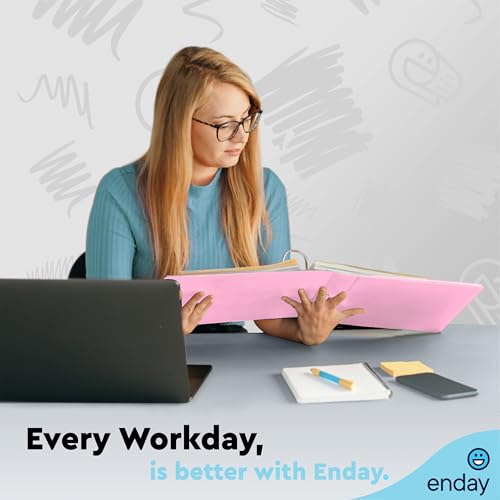 Enday Pink 1.5 Inch 3-Ring Binder with Clear View Cover & Pockets