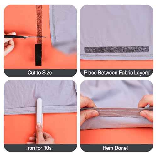 6 Rolls Hemming Tape with Portable Iron ? (3/4 Inch x 27 Yards Each, 3 White & 3 Black), 162 Yards Total Iron-On Hem Tape for Pants, Curtains, Dresses & Crafts