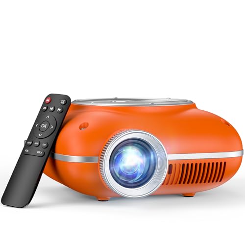 Mini Projector with Two -Way Bluetooth, Portable Projector for Home Theater Use, Support 1080P for Outdoor Projector/Movie Projector Compatible with HDMI, USB, Laptop, TV Stick (Orange)