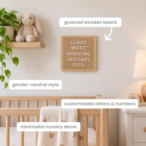 Pearhead Natural Wood Letter Board with 188 Characters - 10x10 Inches